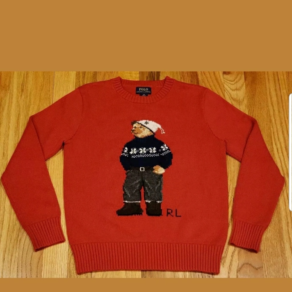 Polo Ralph Lauren Boy's Teddy Bear Red Sweater